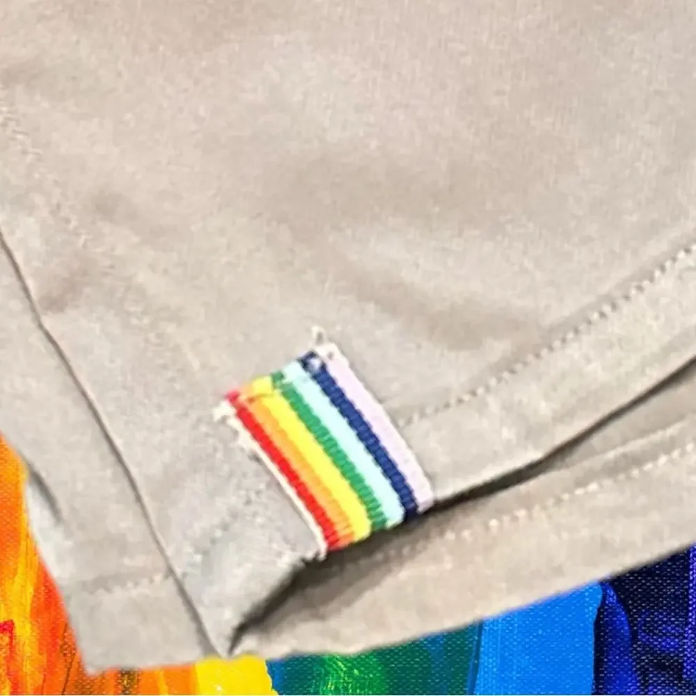NWT Rainbow Gay Pride Gray Unisex Shorts with rainbow on sides Size M